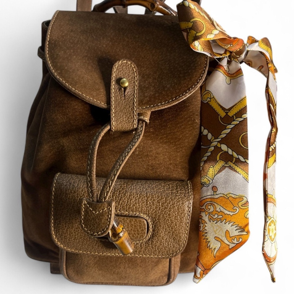 Gucci suede bamboo backpack - vintage